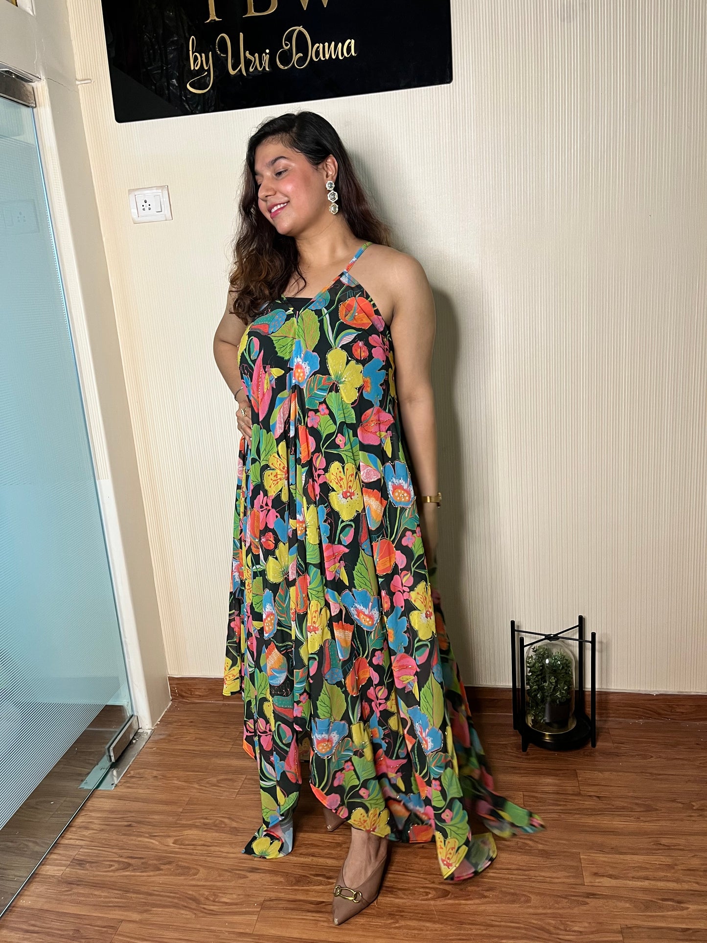 Handkerchief dress with hand embroidered details