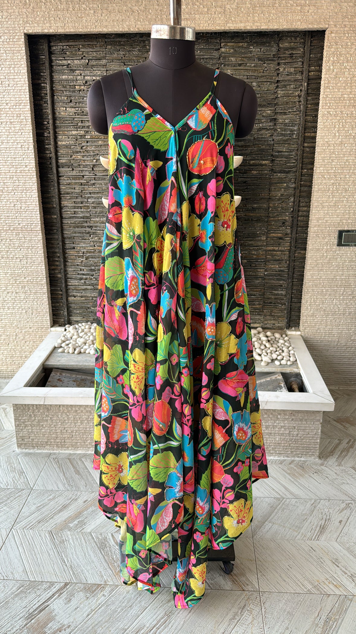 Handkerchief dress with hand embroidered details