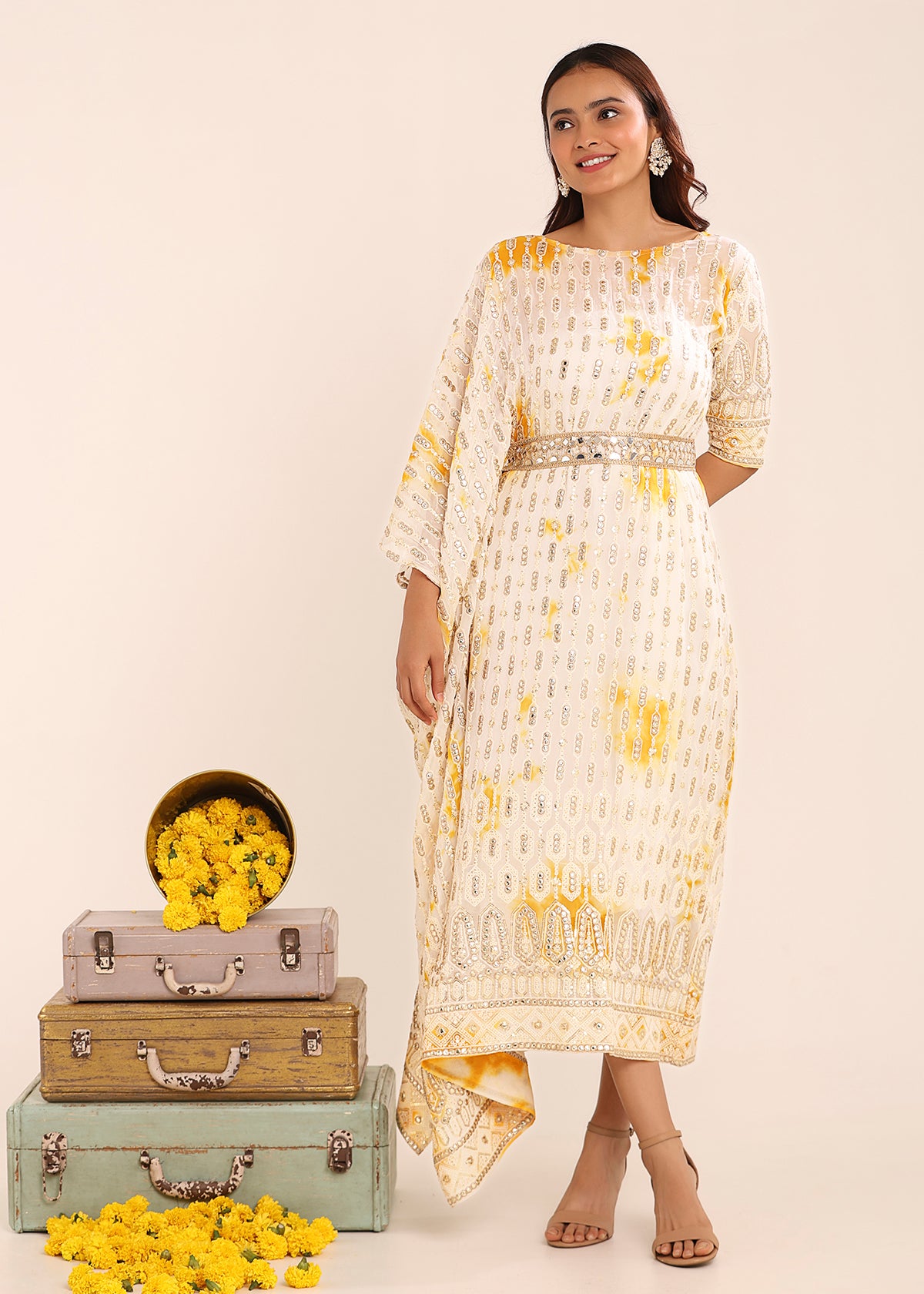 Tie & Dye Half Kaftan Dress