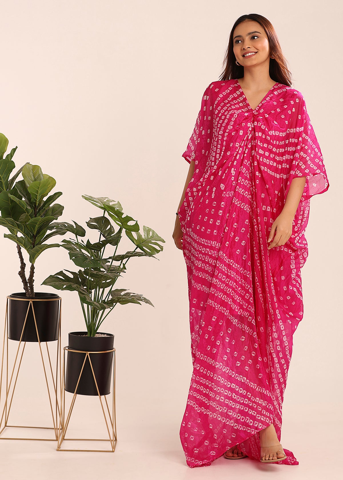 Pleated Bandhni Kaftan