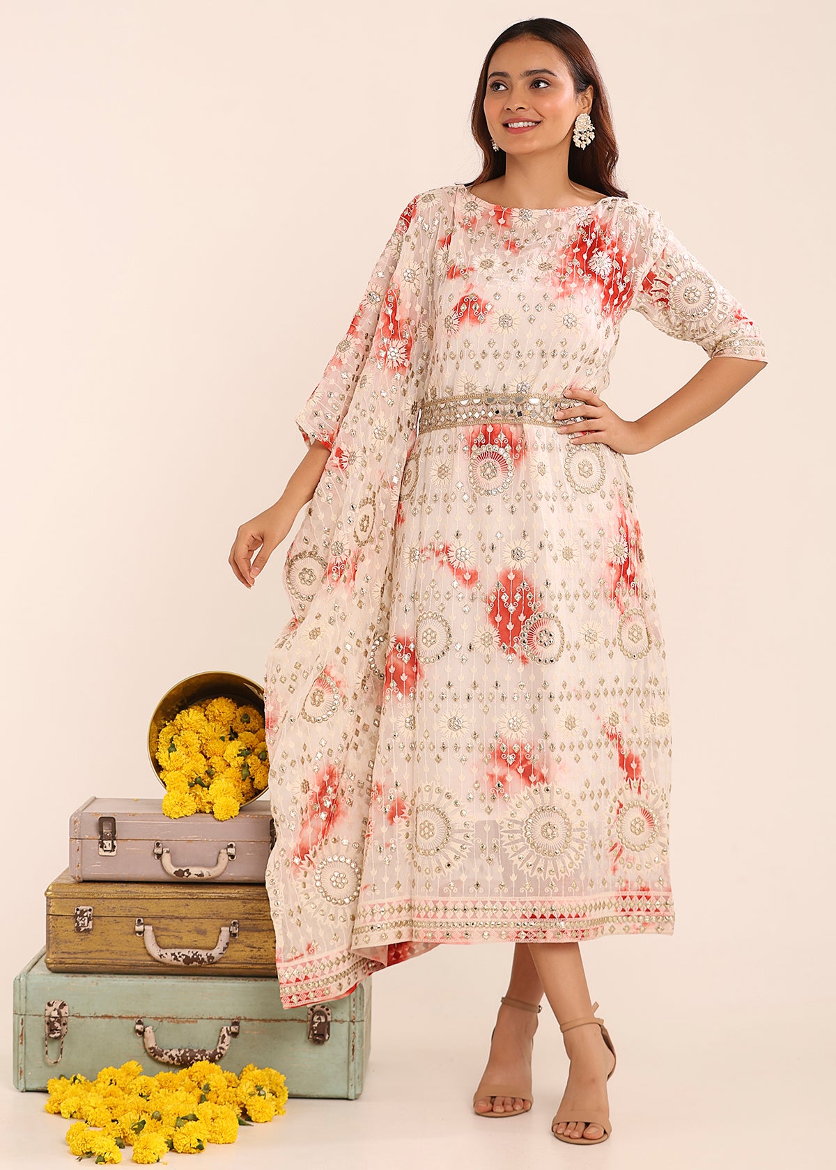 Tie & Dye Half Kaftan Dress