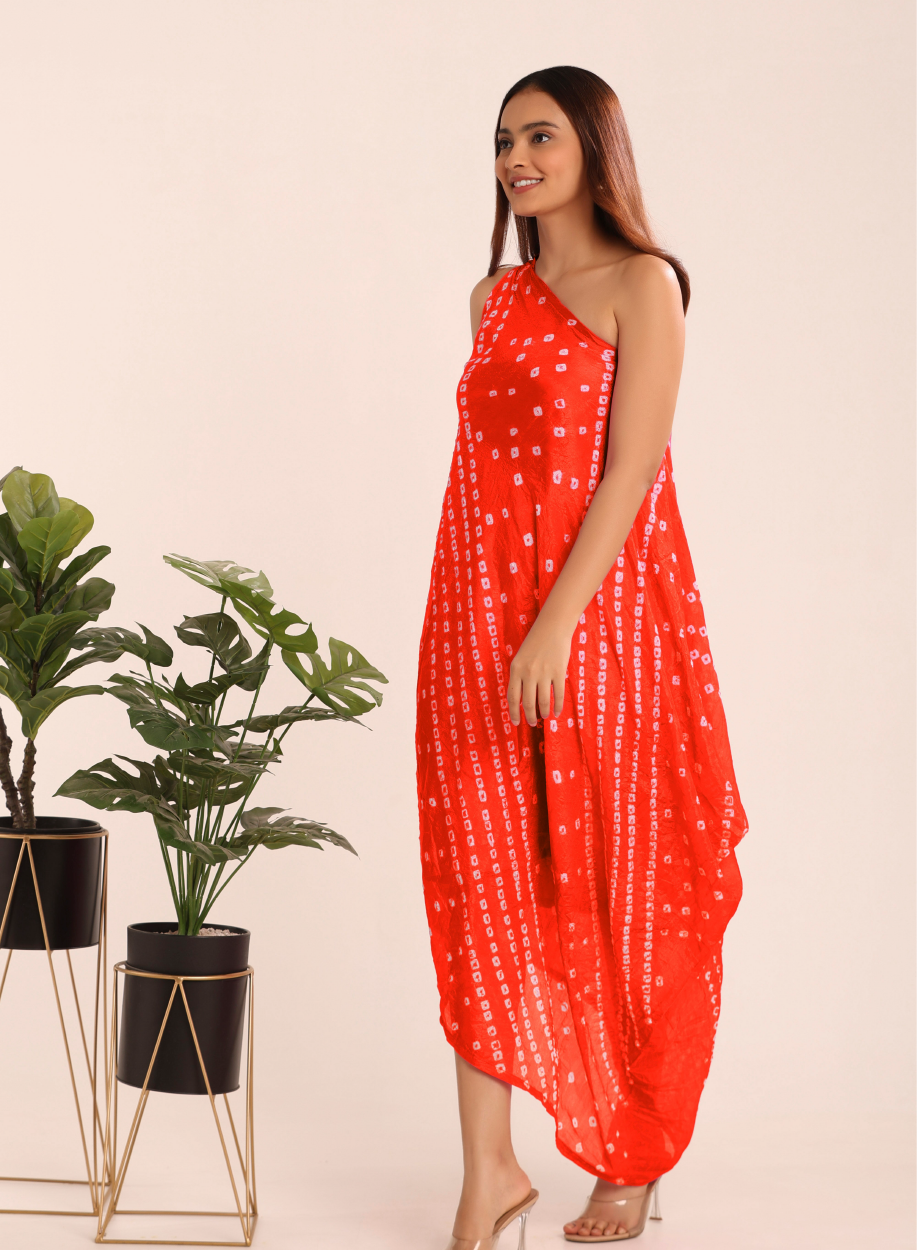 Bandhani Cowl Dress