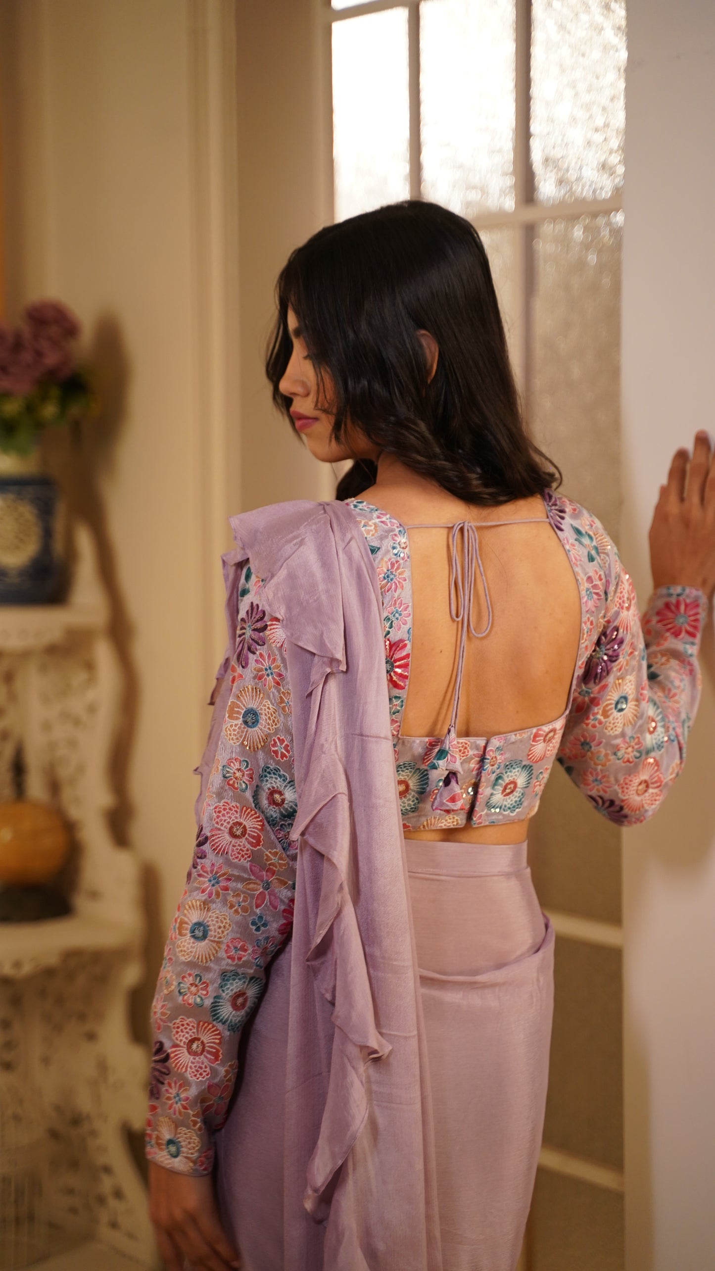 Pre-Draped Saree with Blouse