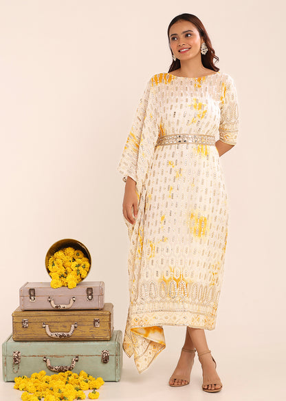 Tie And Dye Half Kaftan Dress - Haldi & Mehendi