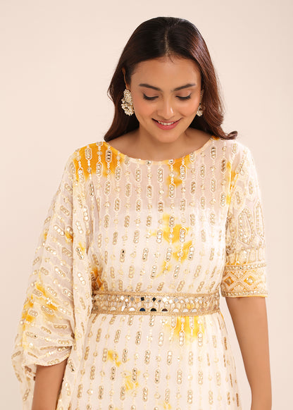 Tie And Dye Half Kaftan Dress - Haldi & Mehendi