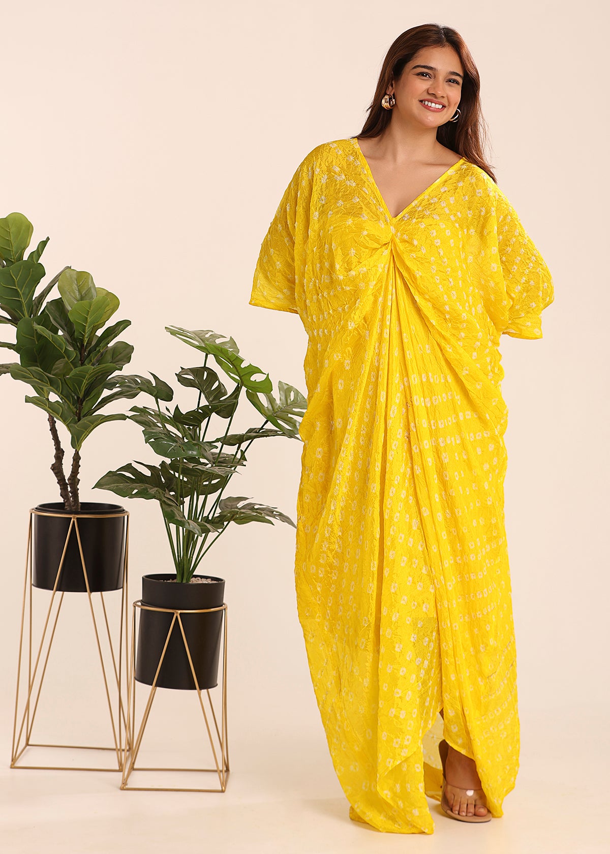 Pleated Bandhni Kaftan