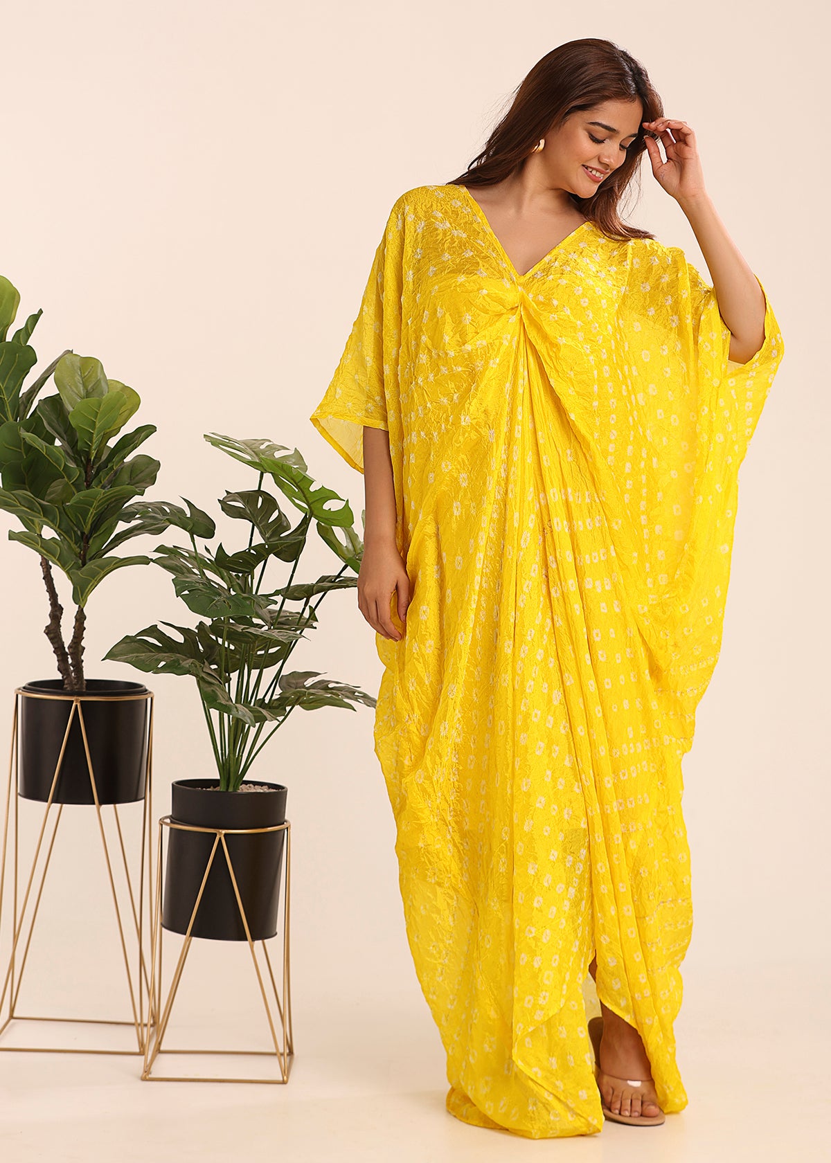 Pleated Bandhni Kaftan