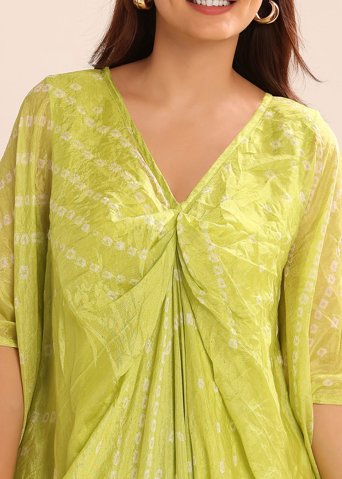 Pleated Bandhni Kaftan