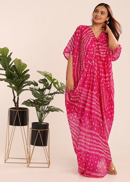 Pleated Bandhni Kaftan