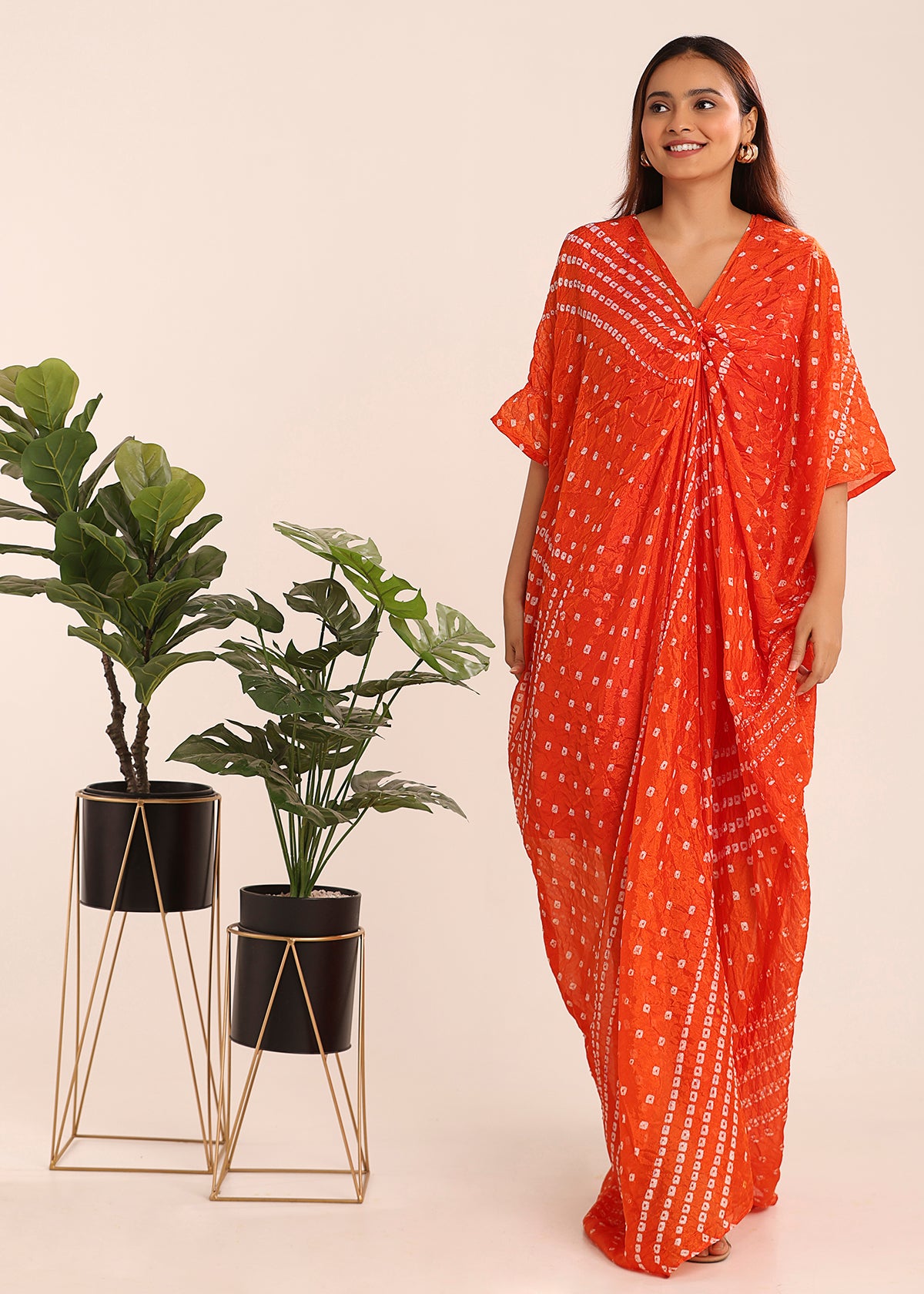 Pleated Bandhni Kaftan