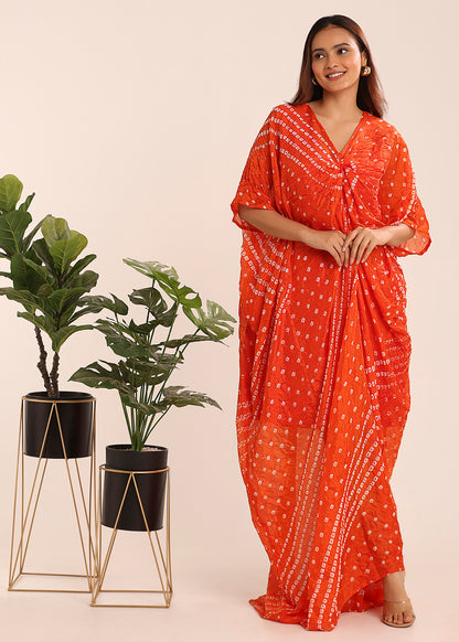 Pleated Bandhni Kaftan