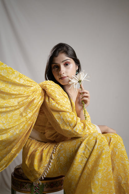 Draped Dupatta Set - Haldi & Mehendi