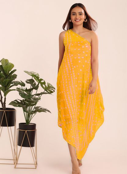 Bandhani Cowl Dress - Haldi & Mehendi