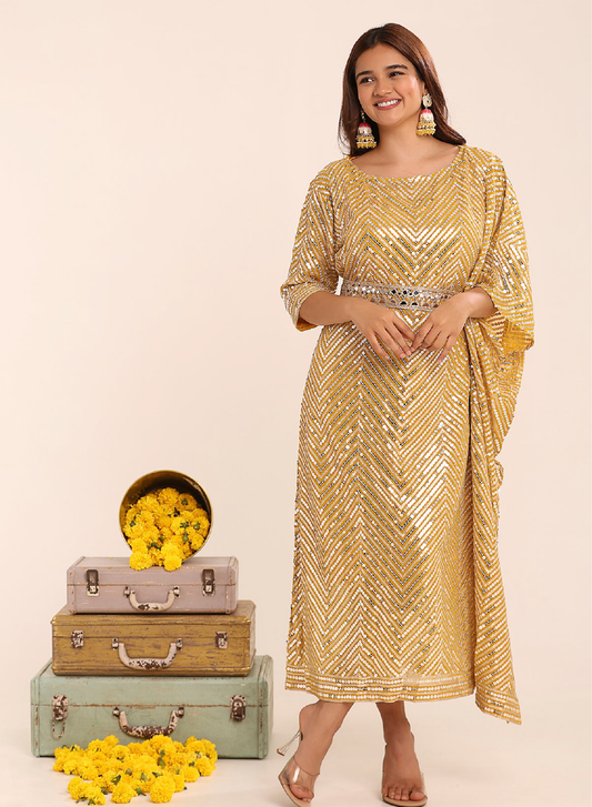 Half Kaftan Sequin Dress