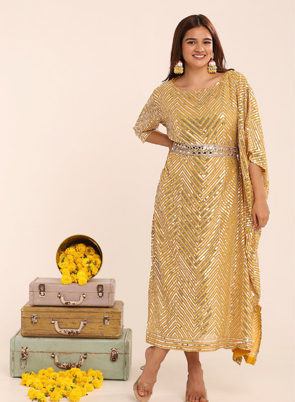 Half Kaftan Sequin Dress