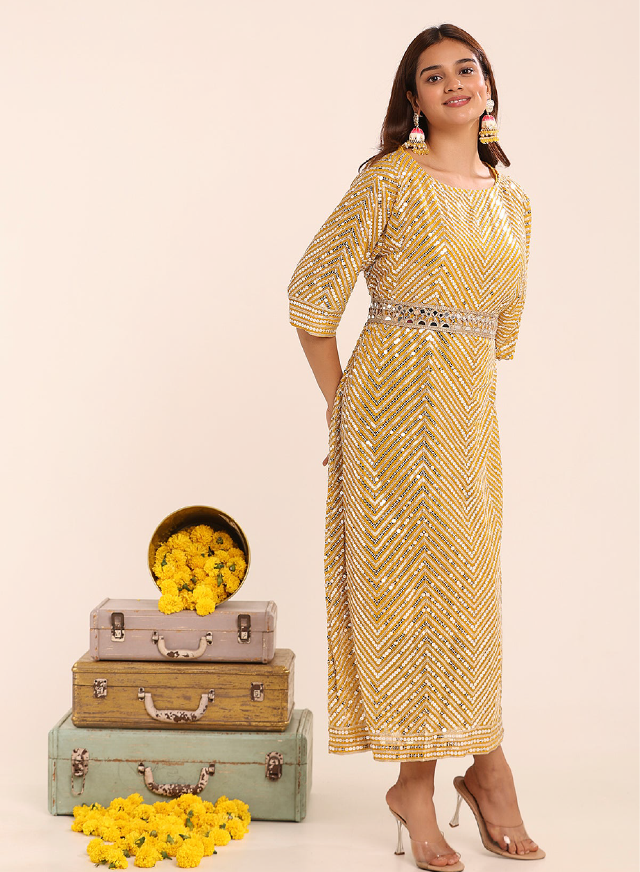 Half Kaftan Sequin Dress