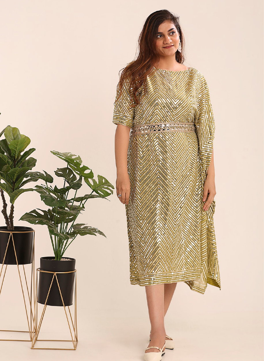 Half Kaftan Sequin Dress